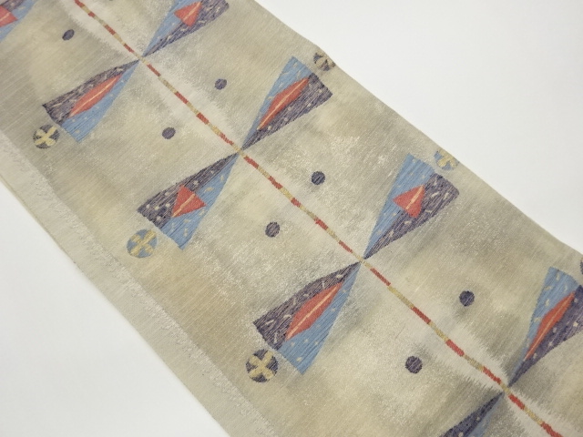 JAPANESE KIMONO / FUKURO OBI FOR SUMMER / WOVEN ABSTRACT PATTERN